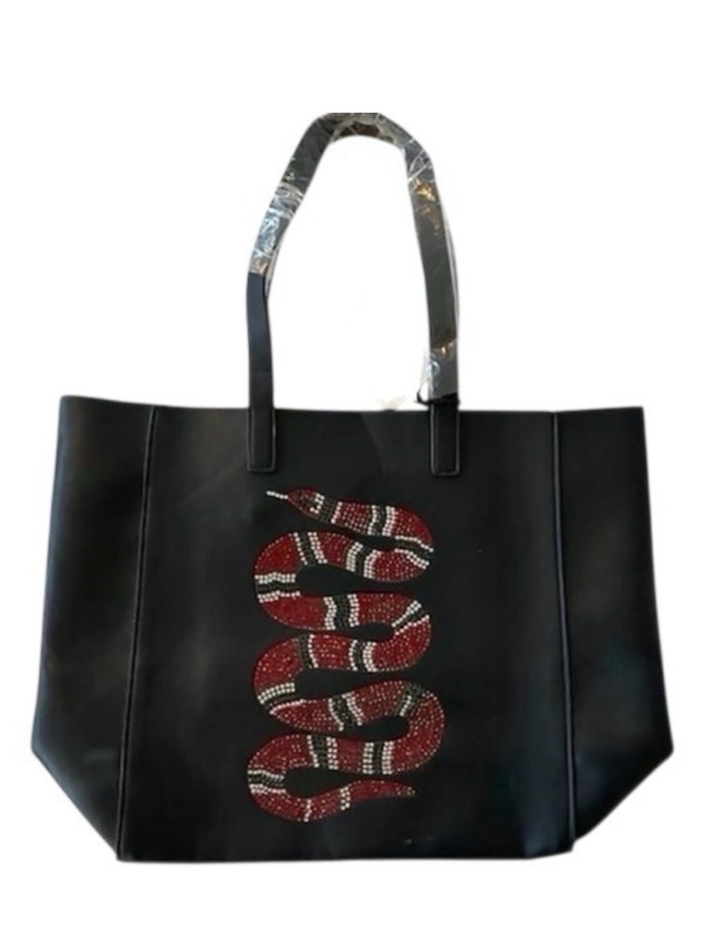 NWOT RARE ah-dorned New York Black Tote with Rhinestone Crystal Snake